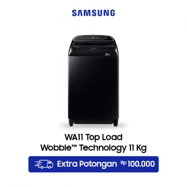 Samsung Mesin Cuci Top Loading dengan Wobble Technology, 11 Kg - WA11T5260BV - Black