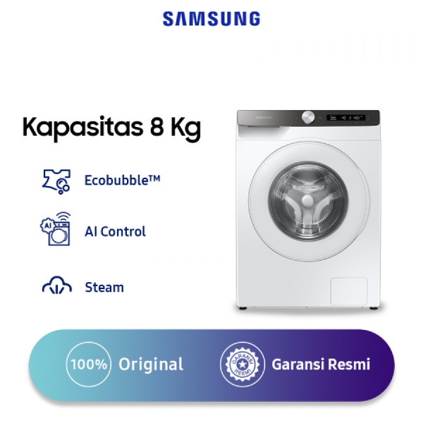 Samsung Mesin Cuci Front Loading 8 Kg dengan Ecobubble™, AI Control, Steam - WW80T504DTT/SE